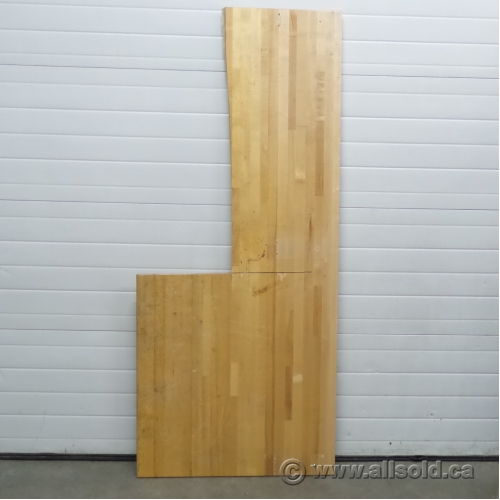 L Shape Maple Butcher Block Counter Surface, 84" x 36" x 1 3/4